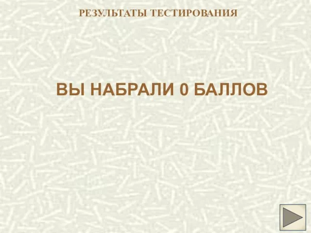 РЕЗУЛЬТАТЫ ТЕСТИРОВАНИЯ ВЫ НАБРАЛИ 0 БАЛЛОВ