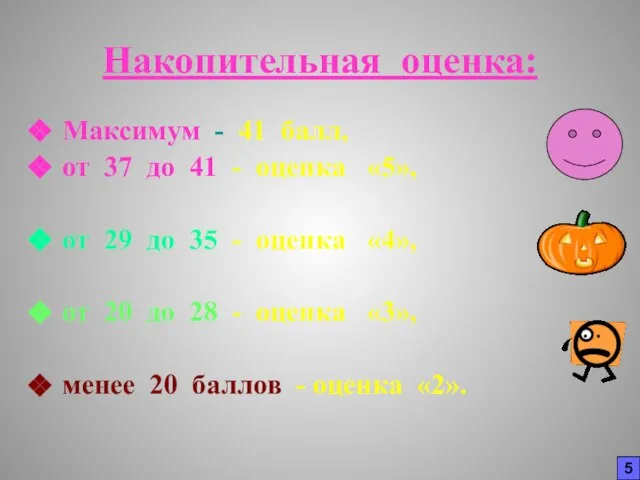 Накопительная оценка: Максимум - 41 балл, от 37 до 41 - оценка