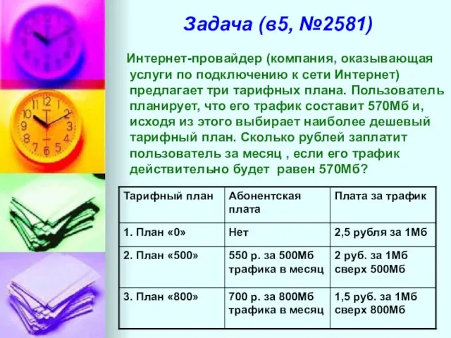 Задача (в5, №2581) Интернет-провайдер (компания, оказывающая услуги по подключению к сети Интернет)