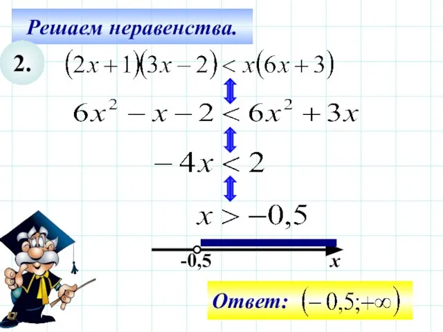 Решаем неравенства. 2. -0,5 х