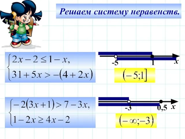 Решаем систему неравенств. х