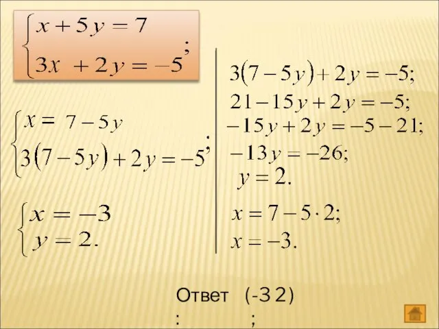 Ответ : ( -3; 2 )