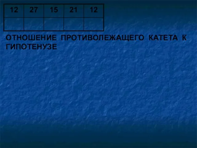 ОТНОШЕНИЕ ПРОТИВОЛЕЖАЩЕГО КАТЕТА К ГИПОТЕНУЗЕ