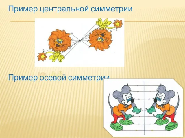 Пример центральной симметрии Пример осевой симметрии