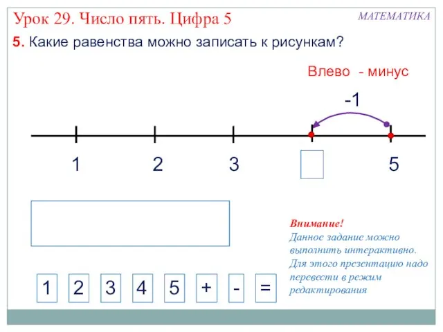 1 3 2 5 -1 МАТЕМАТИКА 1 2 3 4 + -