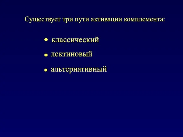 Существует три пути активации комплемента: