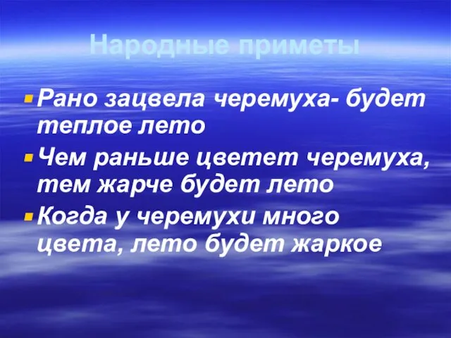 Народные приметы Рано зацвела черемуха- будет теплое лето Чем раньше цветет черемуха,