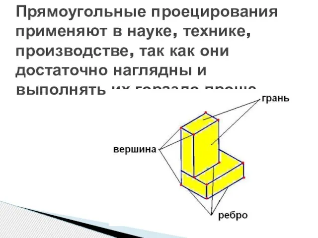 Прямоугольные проецирования применяют в науке, технике, производстве, так как они достаточно наглядны