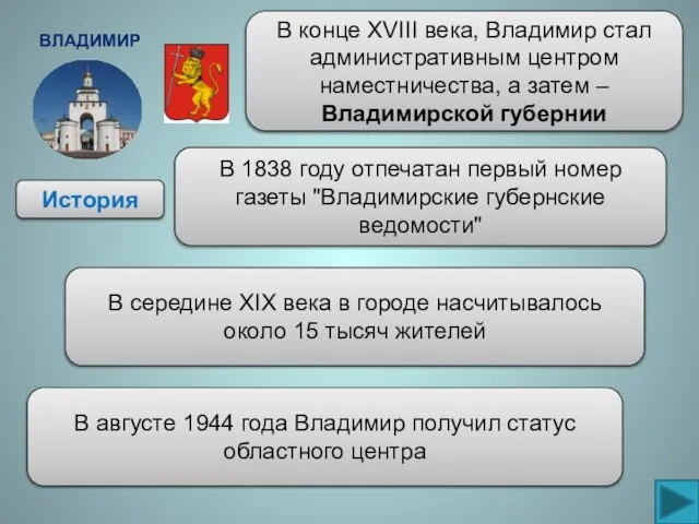Владимир История В конце XVIII века, Владимир стал административным центром наместничества, а