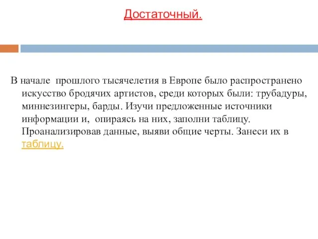 Достаточный. В начале прошлого тысячелетия в Европе было распространено искусство бродячих артистов,