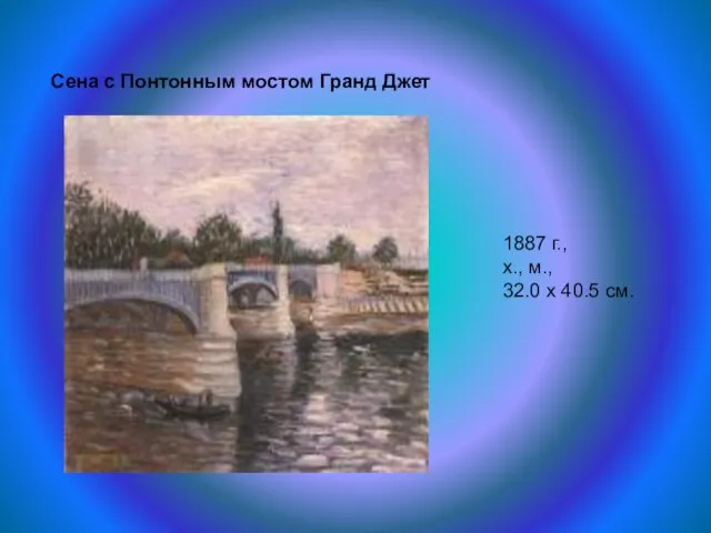 Сена с Понтонным мостом Гранд Джет 1887 г., х., м., 32.0 x 40.5 см.