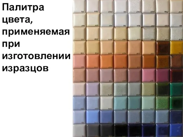 Палитра цвета, применяемая при изготовлении изразцов