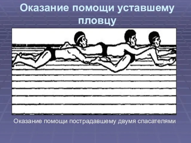 Оказание помощи уставшему пловцу Оказание помощи пострадавшему двумя спасателями