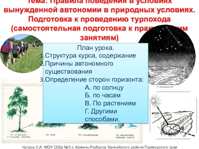 Презентация на тему Правила поведения в условиях вынужденной автономии в природных условиях