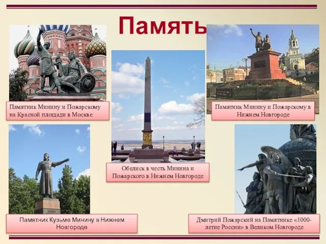 Память Памятник Минину и Пожарскому на Красной площади в Москве Памятник Минину