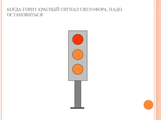 КОГДА ГОРИТ КРАСНЫЙ СИГНАЛ СВЕТОФОРА, НАДО ОСТАНОВИТЬСЯ