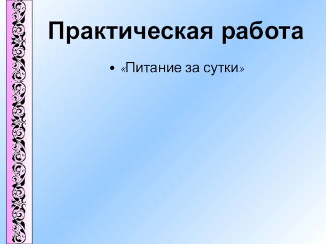 Практическая работа «Питание за сутки»