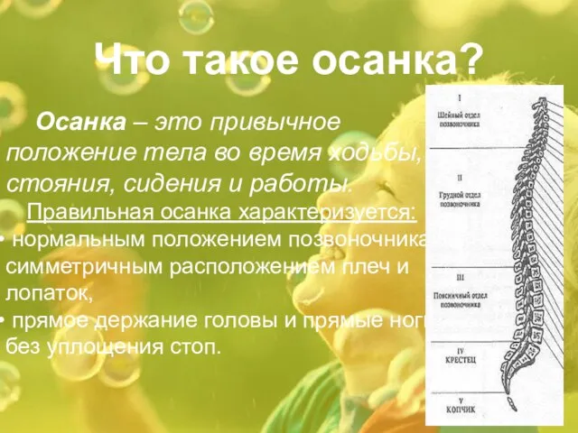 Что такое осанка? Осанка – это привычное положение тела во время ходьбы,