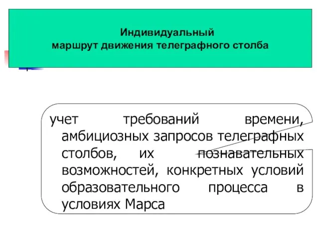 учет требований времени, амбициозных запросов телеграфных столбов, их познавательных возможностей, конкретных условий