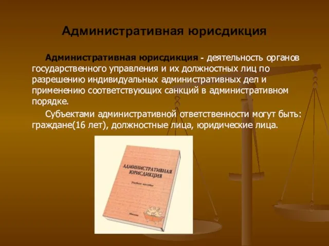 Административная юрисдикция Административная юрисдикция - деятельность органов государственного управления и их должностных