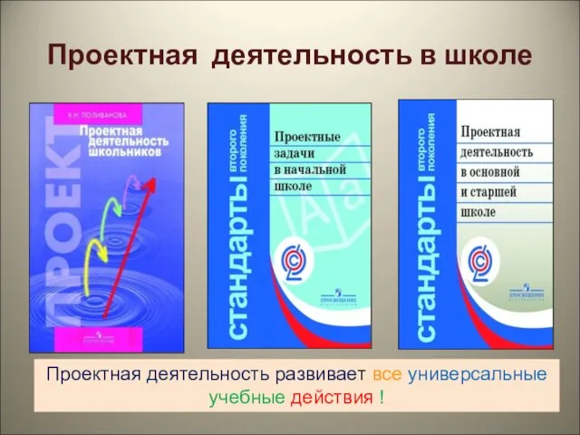 Проектная деятельность в школе Проектная деятельность развивает все универсальные учебные действия !