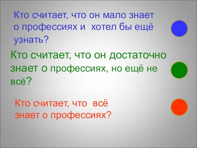 Кто считает, что он мало знает о профессиях и хотел бы ещё