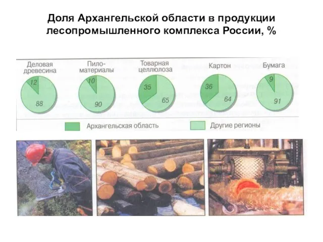 Доля Архангельской области в продукции лесопромышленного комплекса России, %