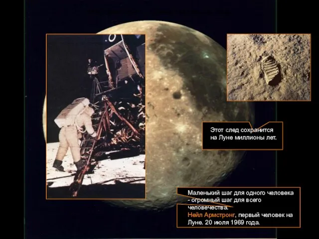 Нейл Армстронг – первый человек на Луне. Маленький шаг для одного человека