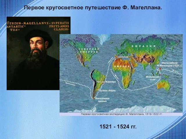 Первое кругосветное путешествие Ф. Магеллана. 1521 - 1524 гг.