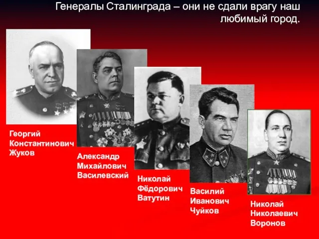 Генералы Сталинграда – они не сдали врагу наш любимый город. Георгий Константинович