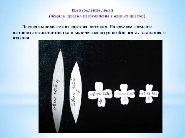 Изготовление лекал (лекала цветка изготовлены с живых цветов) Лекала вырезаются из картона,