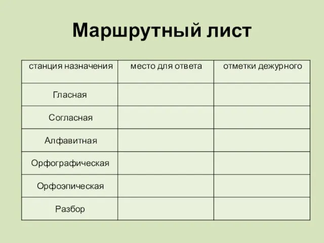 Маршрутный лист