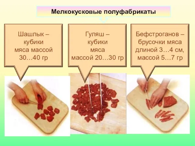 Мелкокусковые полуфабрикаты