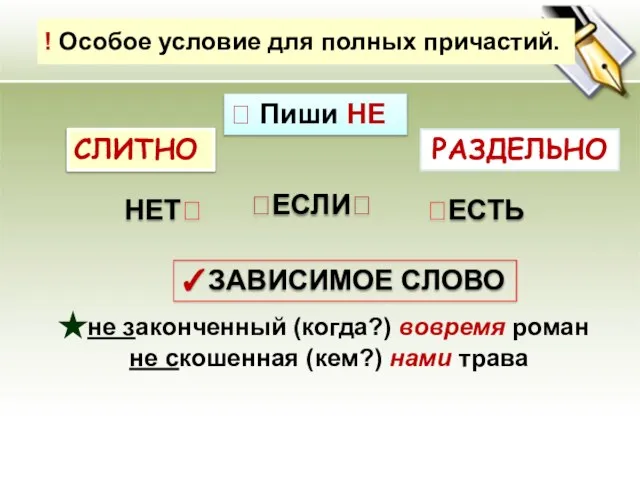 ! Особое условие для полных причастий.  Пиши НЕ СЛИТНО РАЗДЕЛЬНО ЕСЛИ