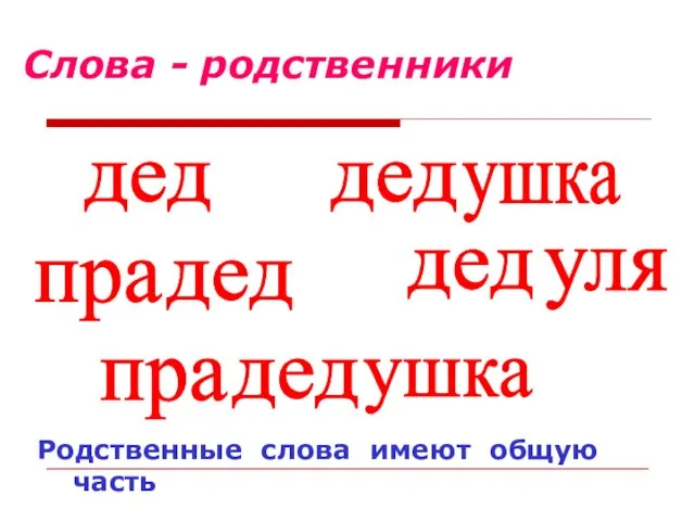 Слова - родственники дед пра дед пра дед ушка дед уля дед