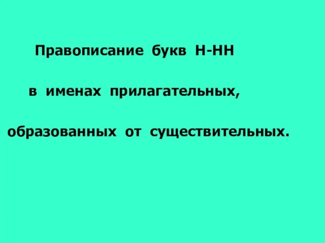 Правописание букв Н-НН в именах прилагательных, образованных от существительных.