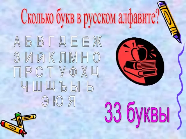 Сколько букв в русском алфавите? А Б В Г Д Е Ё