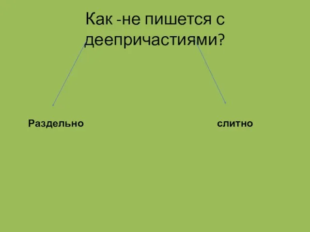 Как -не пишется с деепричастиями? Раздельно слитно Не думая, не видя, не