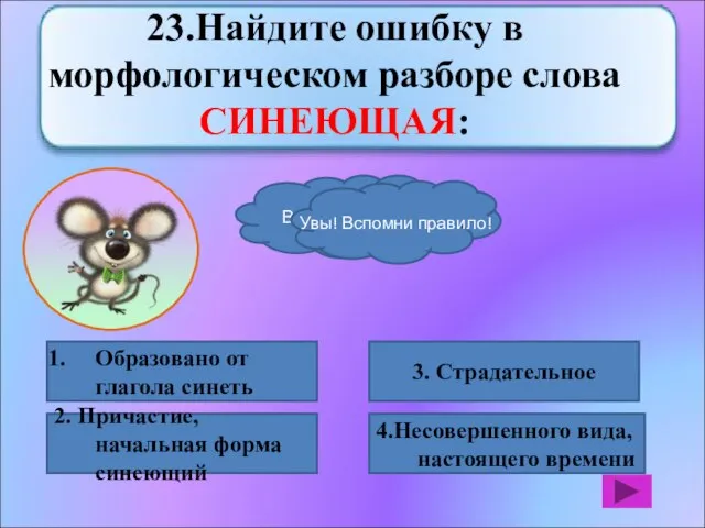 Образовано от глагола синеть 2. Причастие, начальная форма синеющий 4.Несовершенного вида, настоящего