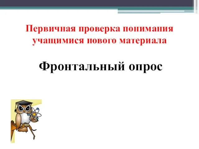 Первичная проверка понимания учащимися нового материала Фронтальный опрос