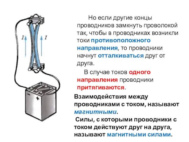 Но если другие концы проводников замкнуть проволокой так, чтобы в проводниках возникли