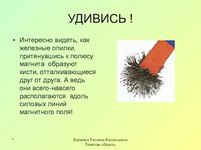 * Беляева Татьяна Васильевна Томская область УДИВИСЬ ! Интересно видеть, как железные