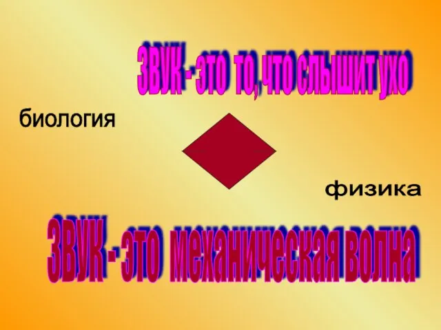 ЗВУК - это механическая волна ЗВУК - это то, что слышит ухо биология физика