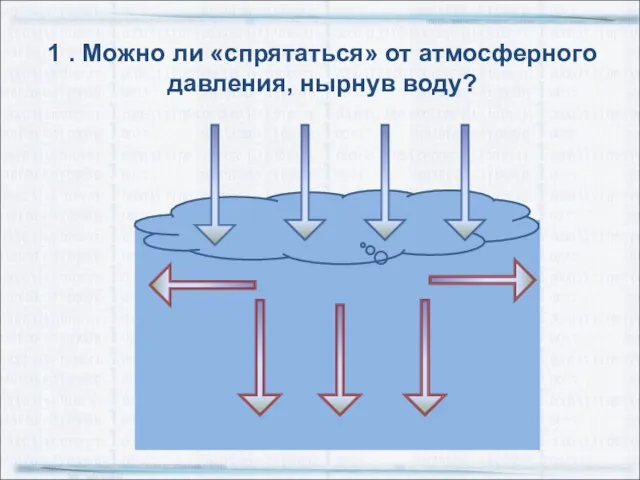 1 . Можно ли «спрятаться» от атмосферного давления, нырнув воду?