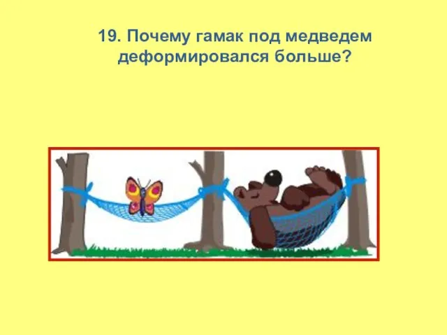 19. Почему гамак под медведем деформировался больше?