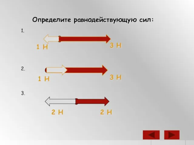 Определите равнодействующую сил: 1. 1 Н 3 Н 2. 1 Н 3