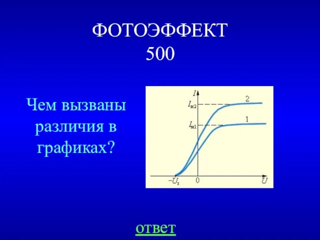 ФОТОЭФФЕКТ 500 ответ Чем вызваны различия в графиках?