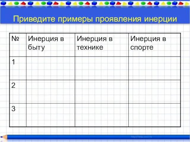 Приведите примеры проявления инерции