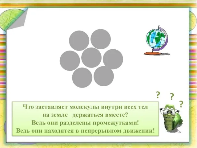 ? ? ? Что заставляет молекулы внутри всех тел на земле держаться