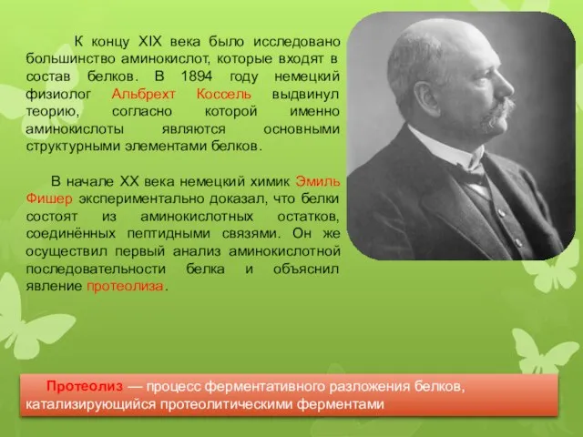 К концу XIX века было исследовано большинство аминокислот, которые входят в состав